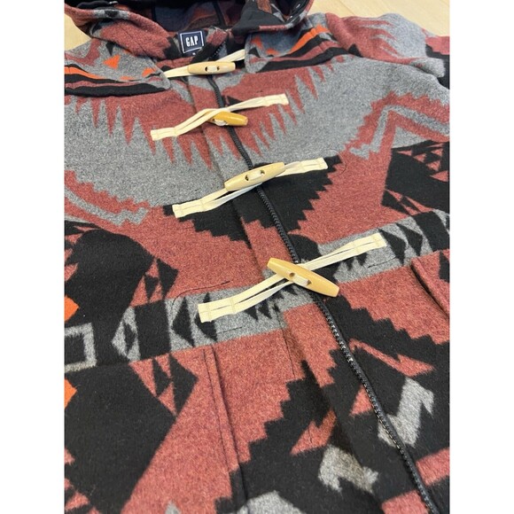 Vintage Gap Aztec Wool Women’s Duffle Hoodie Size XL Aztec Western - Picture 6 of 9